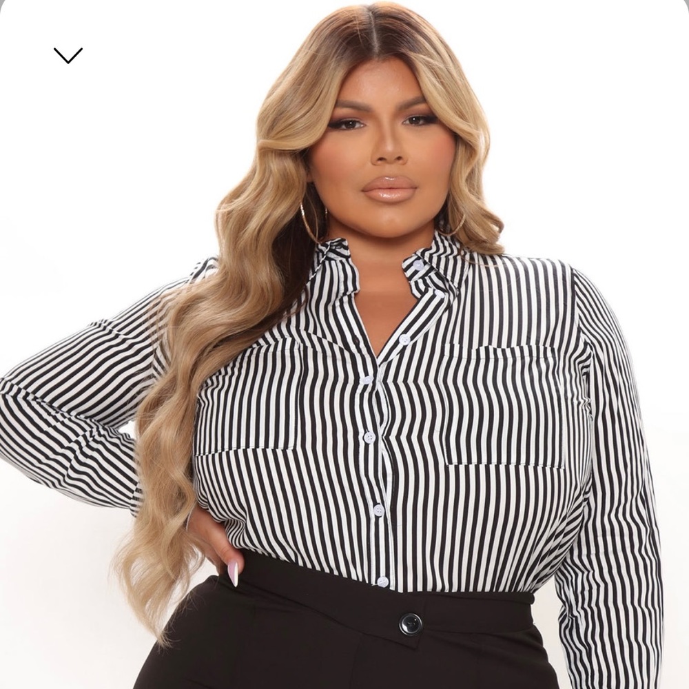 Plus Size Striped Button Down